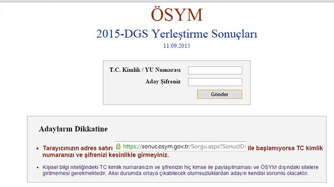 dgs yerletirme sonular