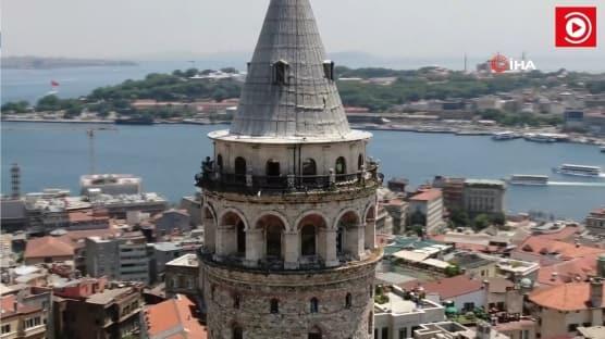 Galata Kulesi'nde restorasyon çalışmaları
