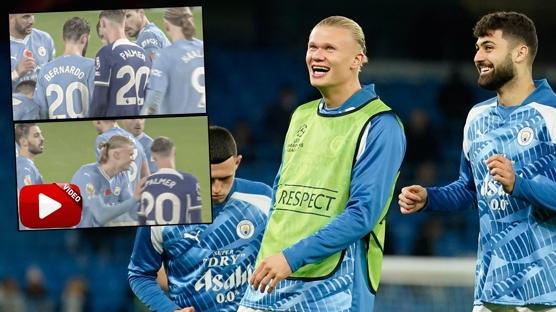 Maçta ilginç görüntüler! Cole Palmer gizlice geldi ve Haaland...