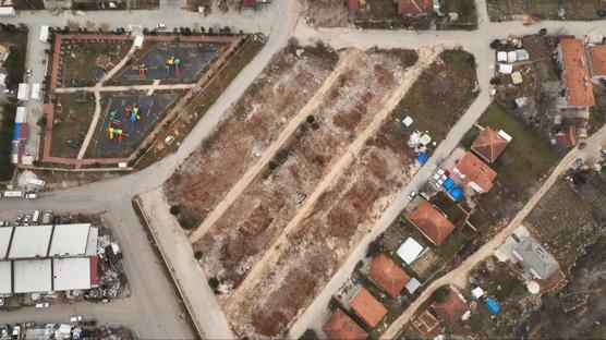 Enkazların kaldırıldığı alanlar havadan görüntülendi