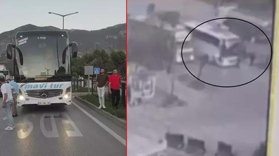 Amasya'da yolcu otobüsü yayaya çarptı! İşte o anlar...