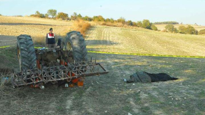 Edirne'de traktr devrildi