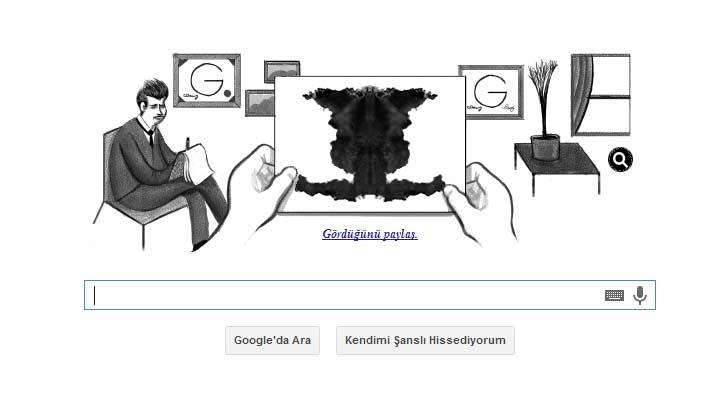 Googledan svireli psikolog Hermann Rorschach Doodle...