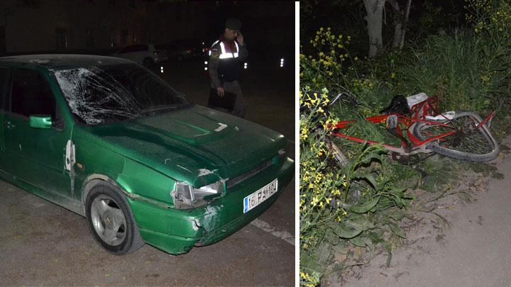 inde bulunduu otomobilin arpt bisikletli babas kt!