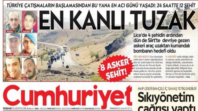 Cumhuriyet Siirt saldrsnda PKKy yazamad