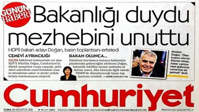 Cumhuriyet kendi muhabirinin haberini arptt