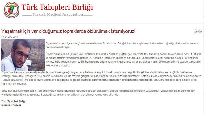 Trkiye Tabipler Birliinden skandal aklama!