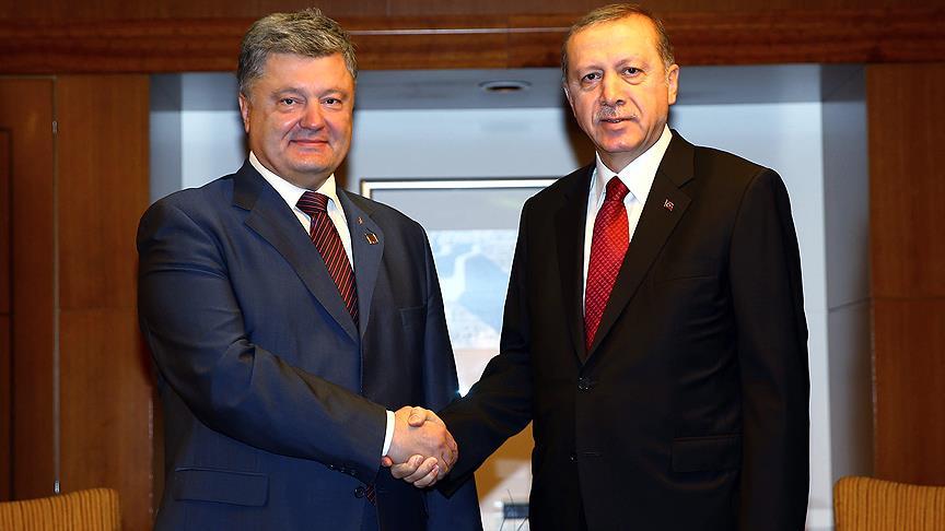 Cumhurbakan Erdoan, Ukrayna Devlet Bakan Poroenko ile grt