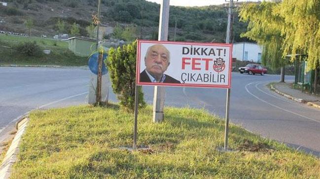 Ferizli Belediyesi'nden 'Dikkat FET kabilir' yazl levha 