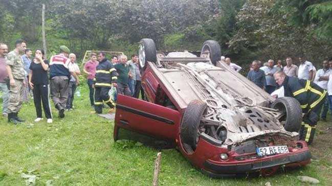 Ordu'da otomobil takla att: 1 l, 1 yaral