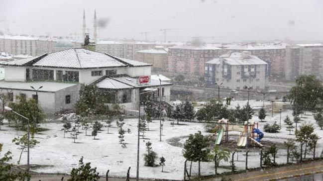 Erzurum kent merkezine mevsimin ilk kar yad