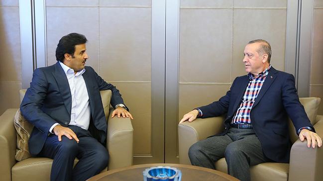 Cumhurbakan Erdoan, Katar Emiri eyh Al Sani ile bir araya geldi