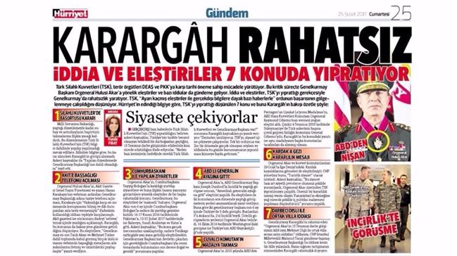 Hrriyet'ten 'Karargah rahatsz' manetine skandal savunma: Editoryal hata