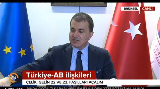 Bakan elik'ten AB'ye ar: Gelin 23. ve 24. fasllar aalm 