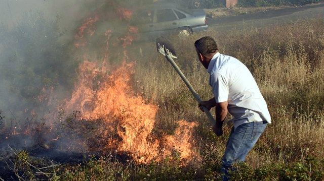 Bodrum'da makilik alanda yangn