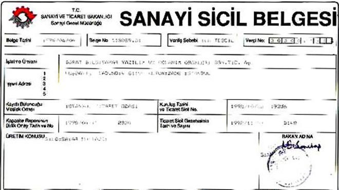 Elektronik sanayi sicil belgesi dnemi