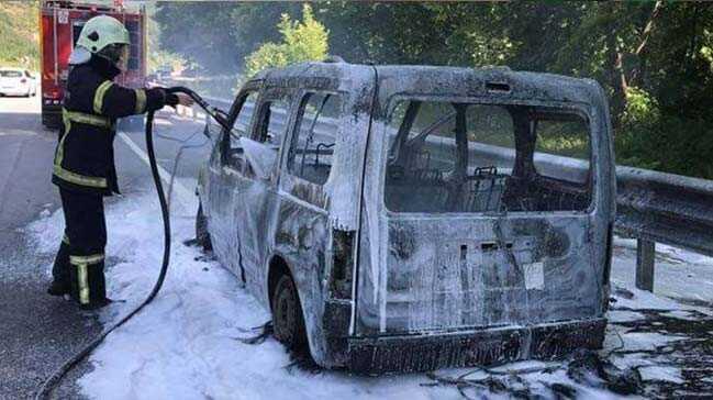 Zonguldak'ta bir ara hareket halindeyken alev ald