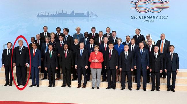 Trump'n G20 aile fotorafnda en d tarafta kalmas olay oldu