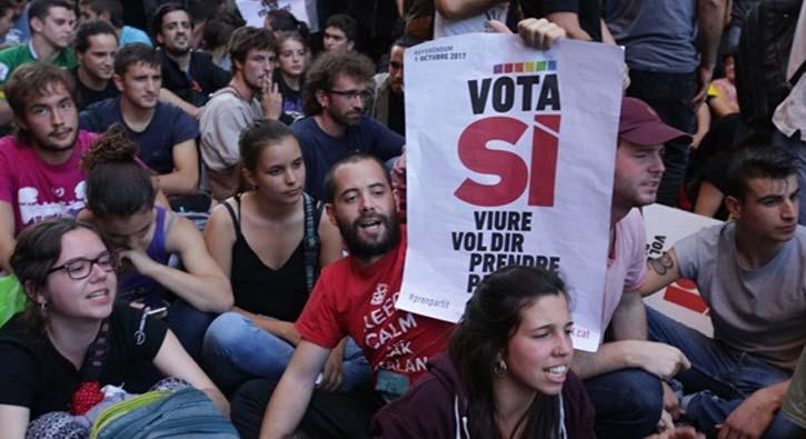 spanya'da Katalonlar sokaklara dkld