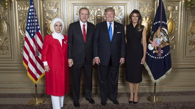 Erdoan ile Trump ailesi BM resepsiyonuna katld