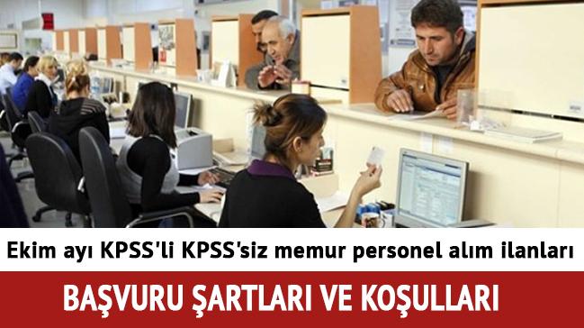 Ekim ay KPSS'li KPSS'siz memur personel alm ilanlar akland 