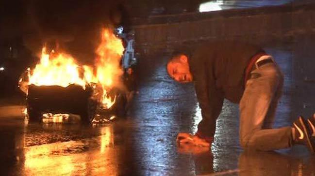 stanbul'un gbeinde cipini yakt, hzn alamayp lastiklerini baklad