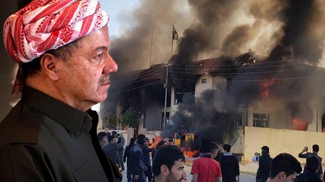 Sleymaniye'de protesto: Barzani'nin partisinin ofisi atee verildi!
