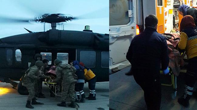 Dk yapan kadn, askeri helikopterle hastaneye yetitirildi