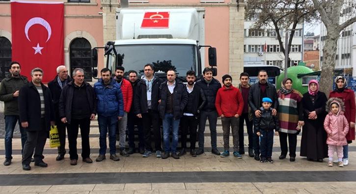 Afrin'deki Mehmetiklere bir kamyon gda malzemesi gnderildi 