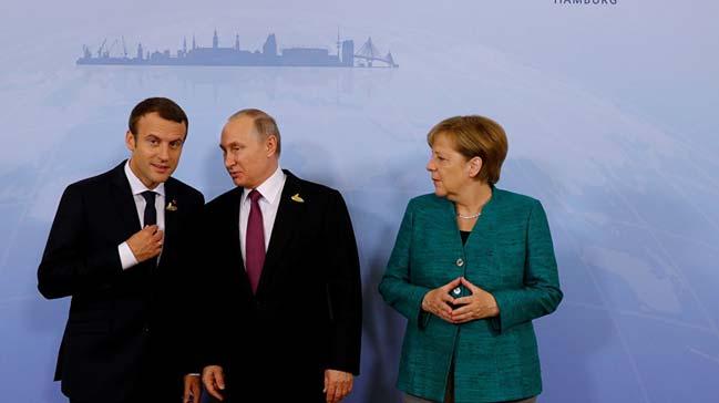 Putin, Merkel ve Macron'la grt