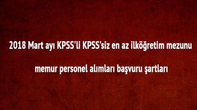 KPSS'li KPSS'siz en az ilkretim mezunu memur personel almlar 