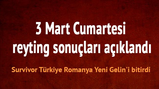 3 Mart Cumartesi son dakika reyting sonular akland