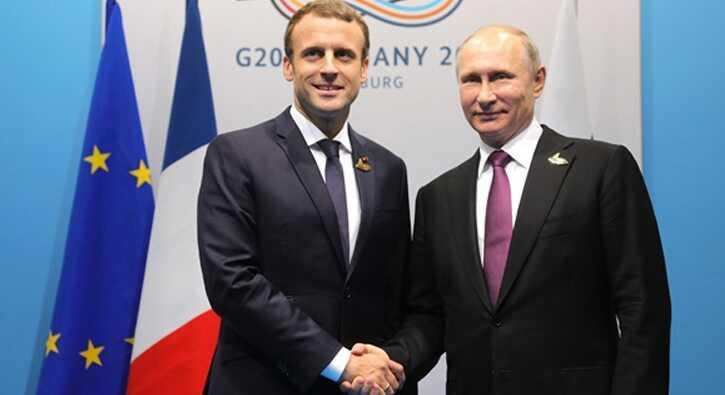 Fransa Cumhurbakan Macron ile Putin Dou Guta'y grt