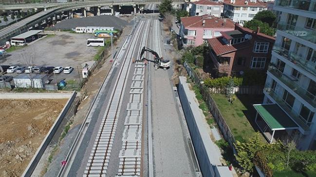 Gebze-Haydarpaa banliy hattndaki almalarda son durum havadan grntlendi