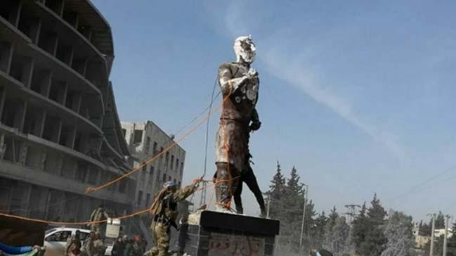 SO gleri, Afrin'deki Kawa heykelini ykt!