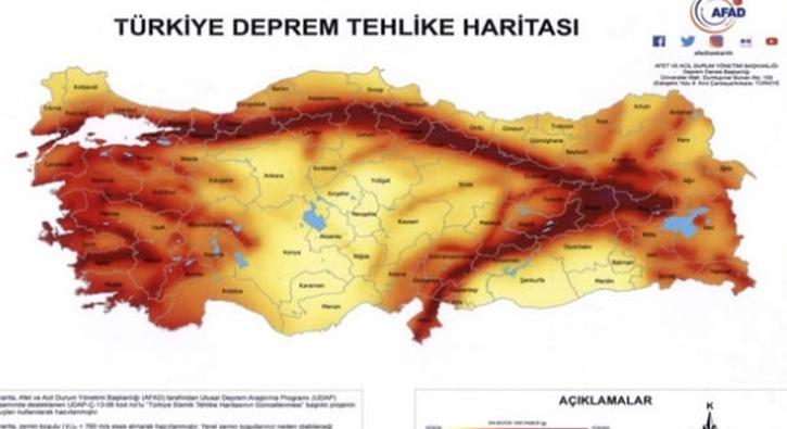 'Trkiye Deprem Tehlike Haritas' yaymland  