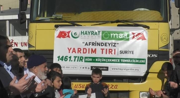 Ardan Suriyeye 1 tr insani yardm malzemesi yapld 