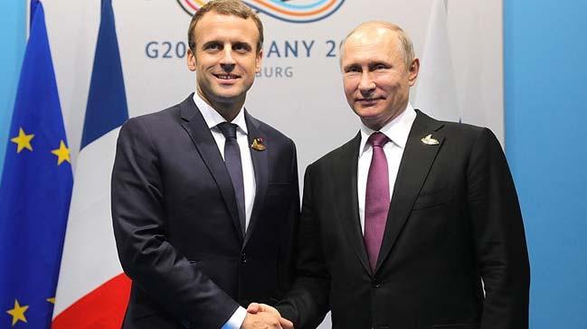 Rusya Devlet Bakan Putin, Fransa Cumhurbakan Macron ile Suriye meselesini grt bildirildi