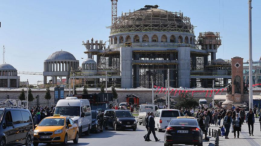 Taksim'e yaplan caminin kaba inaatnn yzde 90' tamamland