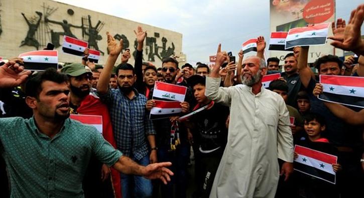 ABD'nin Suriye saldrs Irak'ta protesto edildi