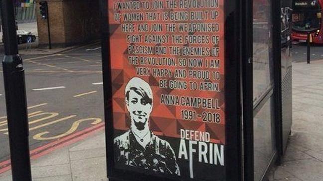 Londra'da YPG'li terristin posterlerini duraklara astlar