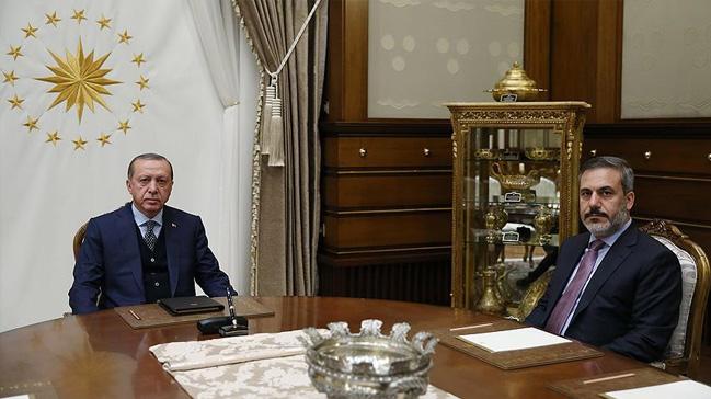 Cumhurbakan Erdoan, MT Mstear Hakan Fidan kabul etti  