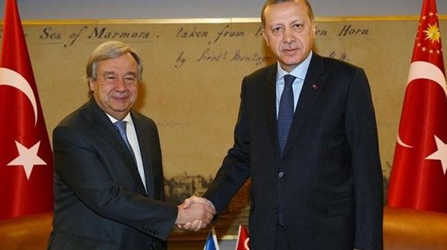 Cumhurbakan Erdoan, Birlemi Milletler Genel Sekreteri Guterres ile telefonda grt