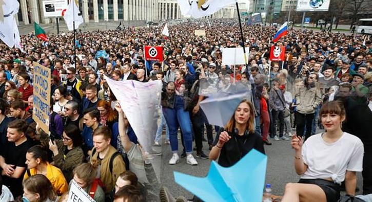 Rusya'da vatandalar Telegramn yasaklanmasn protesto etti