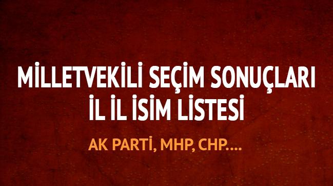 24 Haziran Milletvekili seim sonular isimleri 2018 milletvekilleri CHP, MHP,AK Parti il il isim listesi