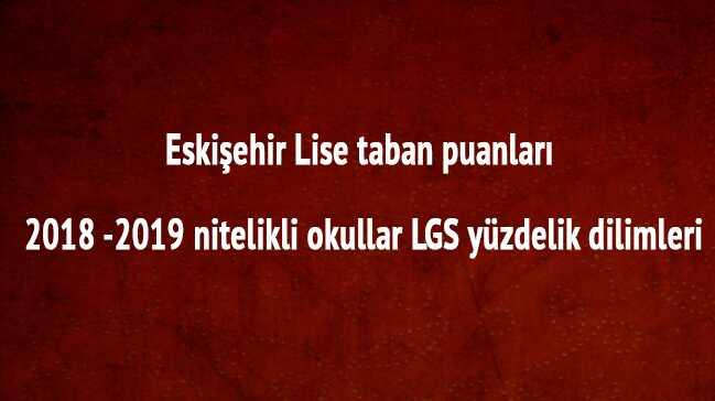 Eskiehir Lise taban puanlar 2018 -2019 nitelikli okullar LGS yzdelik dilimleri