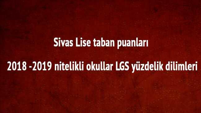 Sivas Lise taban puanlar 2018 -2019 nitelikli okullar LGS yzdelik dilimleri