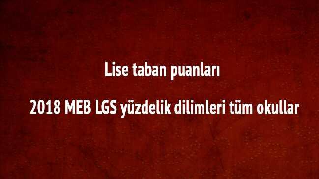 Lise taban puanlar 2018 MEB LGS yzdelik dilimleri tm okullar