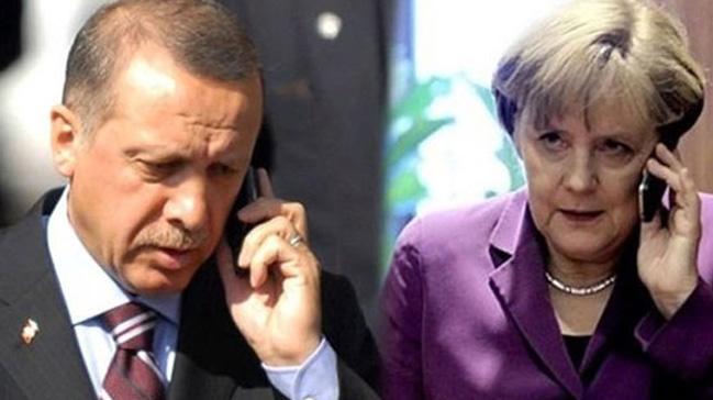 Baka Erdoan, Angela Merkel ile telefonda grt