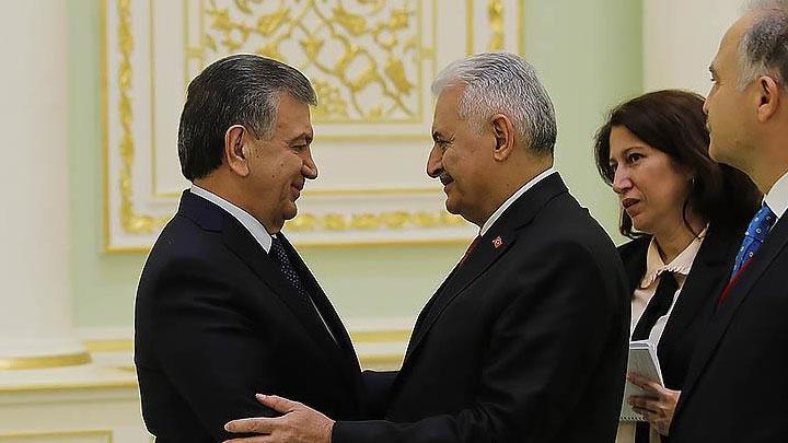zbekistan Cumhurbakan Mirziyoyev, TBMM Bakan Yldrm' kabul etti